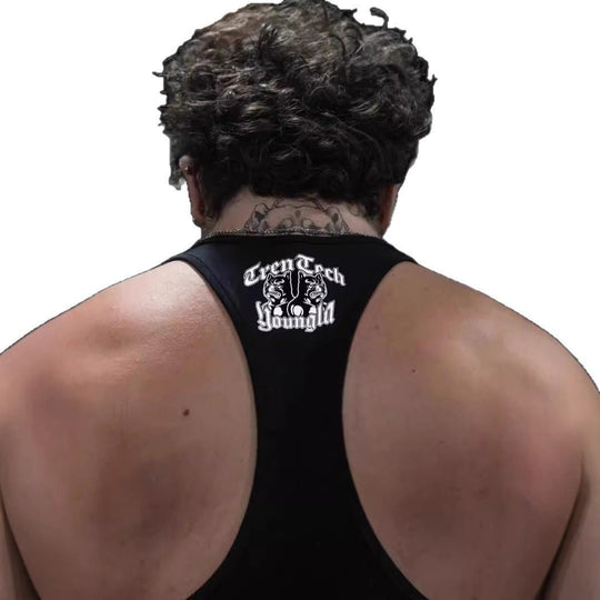 Herren nan figurbetontes Fitness-Tanktop mit Bulldoggen-Grafik und extra tiefen Armausschnitten
