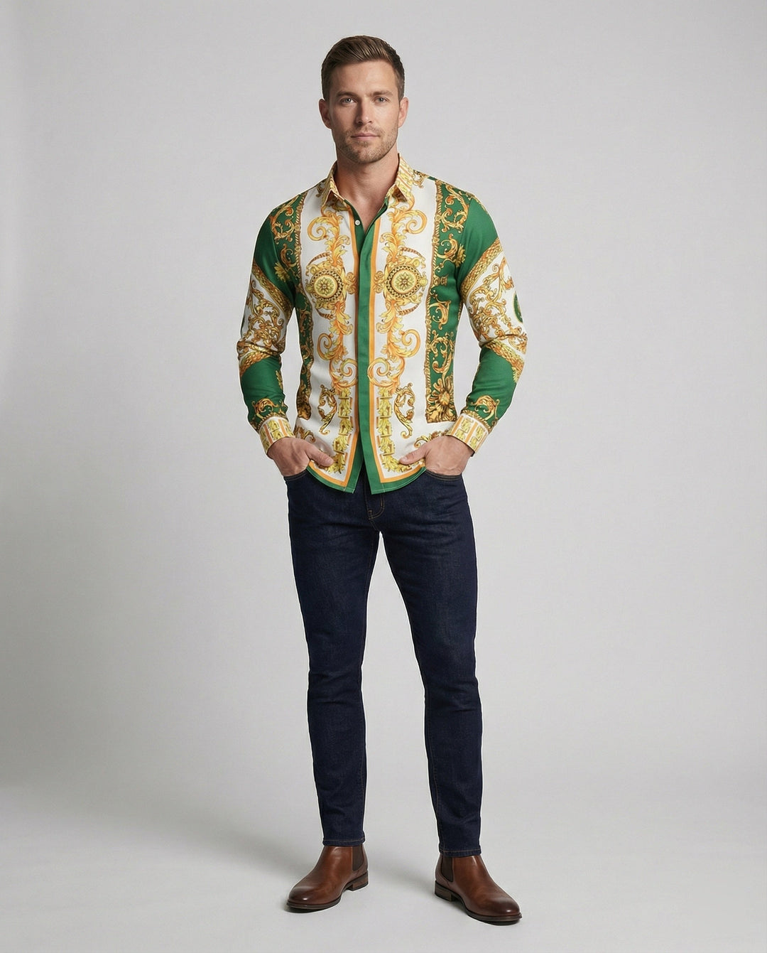 Herren Luxus Hemd mit eindrucksvollem Barockmuster