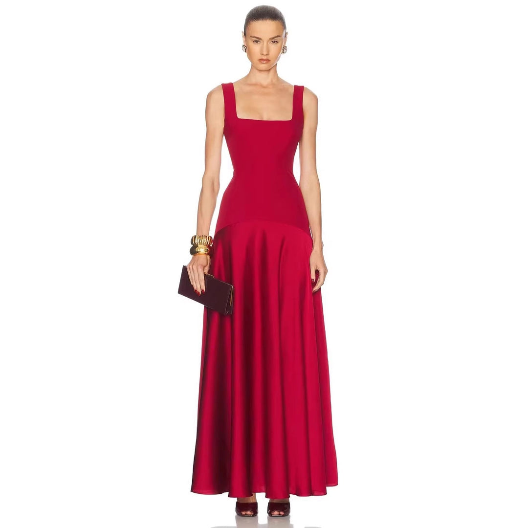 Damen Elegantes Maxikleid mit A-Linien-Silhouette und schmalen Trägern