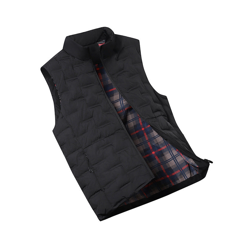 Herren Wattierte Steppweste mit kariertem Innenfutter und Stehkragen Shop Nory