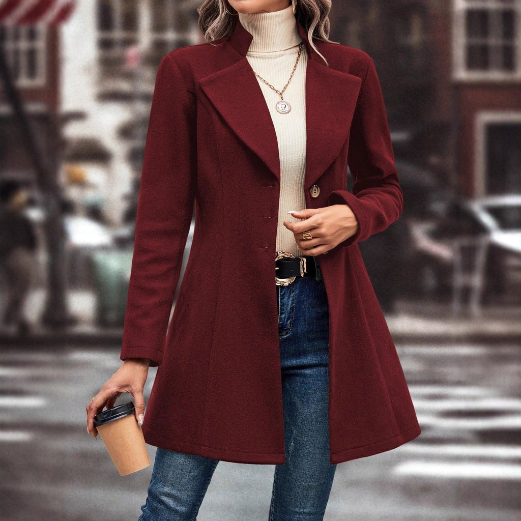 Damen eleganter Langblazer mit modernem Kragen und tailliertem Schnitt