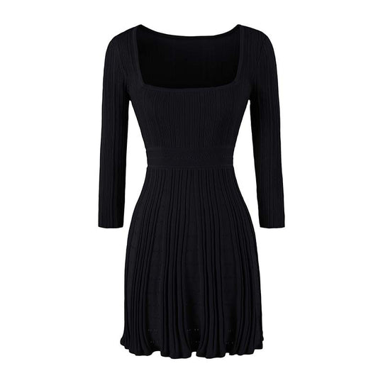 Damen Figurbetontes Feinstrick-Midikleid mit eckigem Ausschnitt und plissiertem Rock Shop Nory