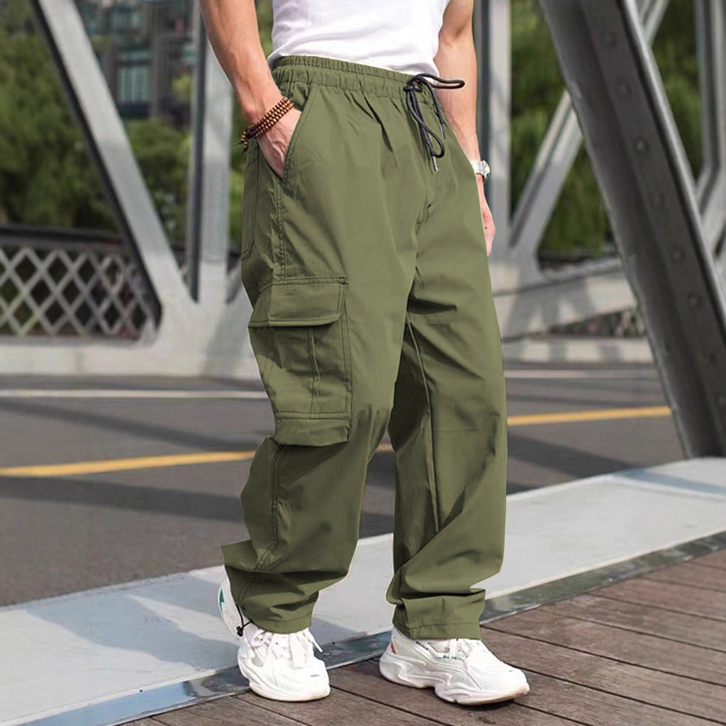 Herren moderne Cargohose mit elastischem Bund und multifunktionalen Taschen