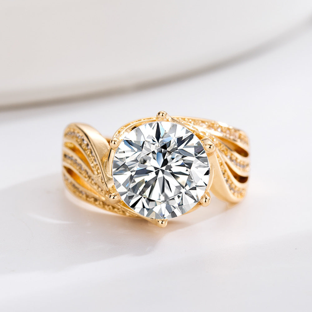 Damen Eleganter Ring mit funkelnden Zirkonia und geschwungenem Design Shop Nory