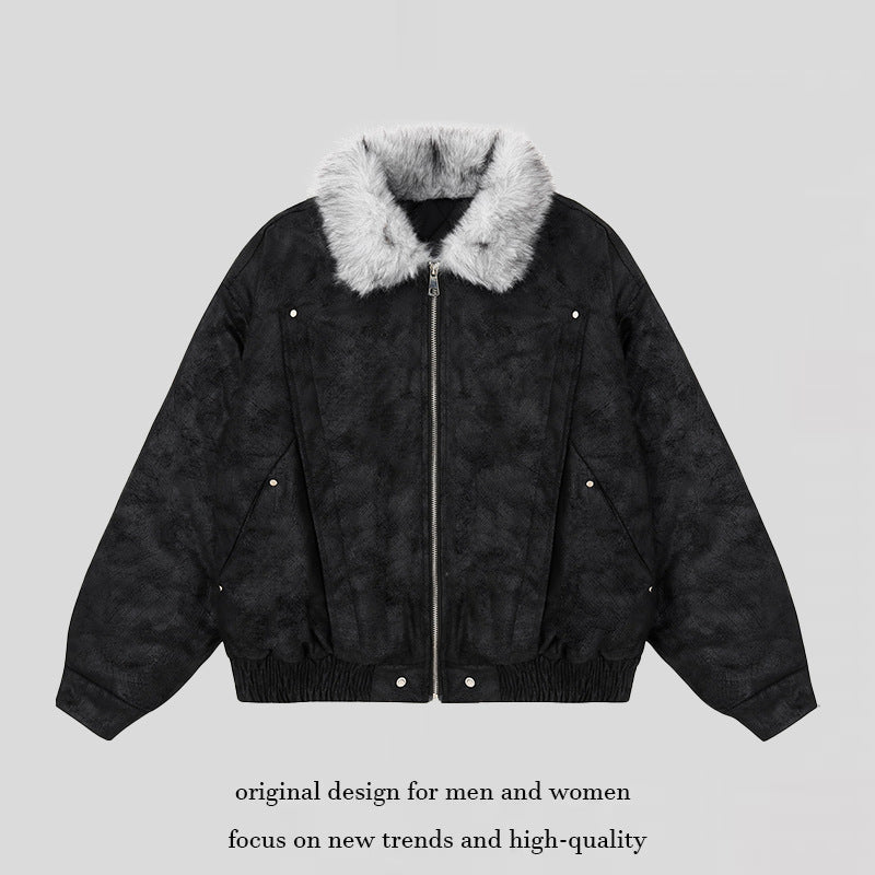 Damen Oversize-Bomberjacke mit Kunstfellkragen und elastischem Saum Shop Nory