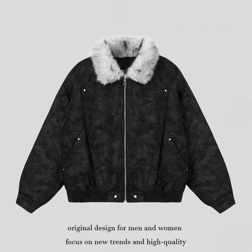 Damen Oversize-Bomberjacke mit Kunstfellkragen und elastischem Saum Shop Nory
