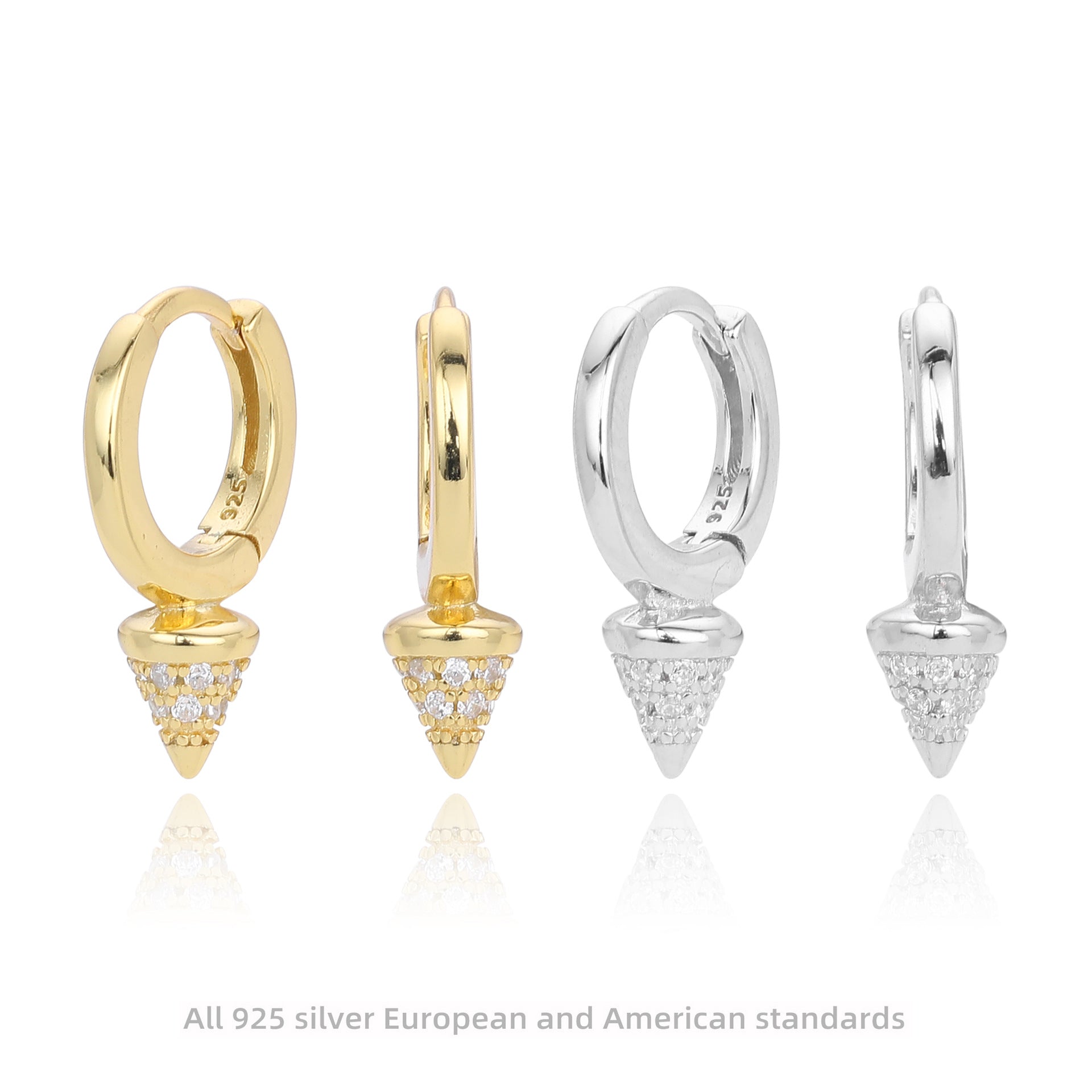 Damen Ohrhänger mit eleganten Zirkon-Spitzen aus 925 Sterling Silber Shop Nory