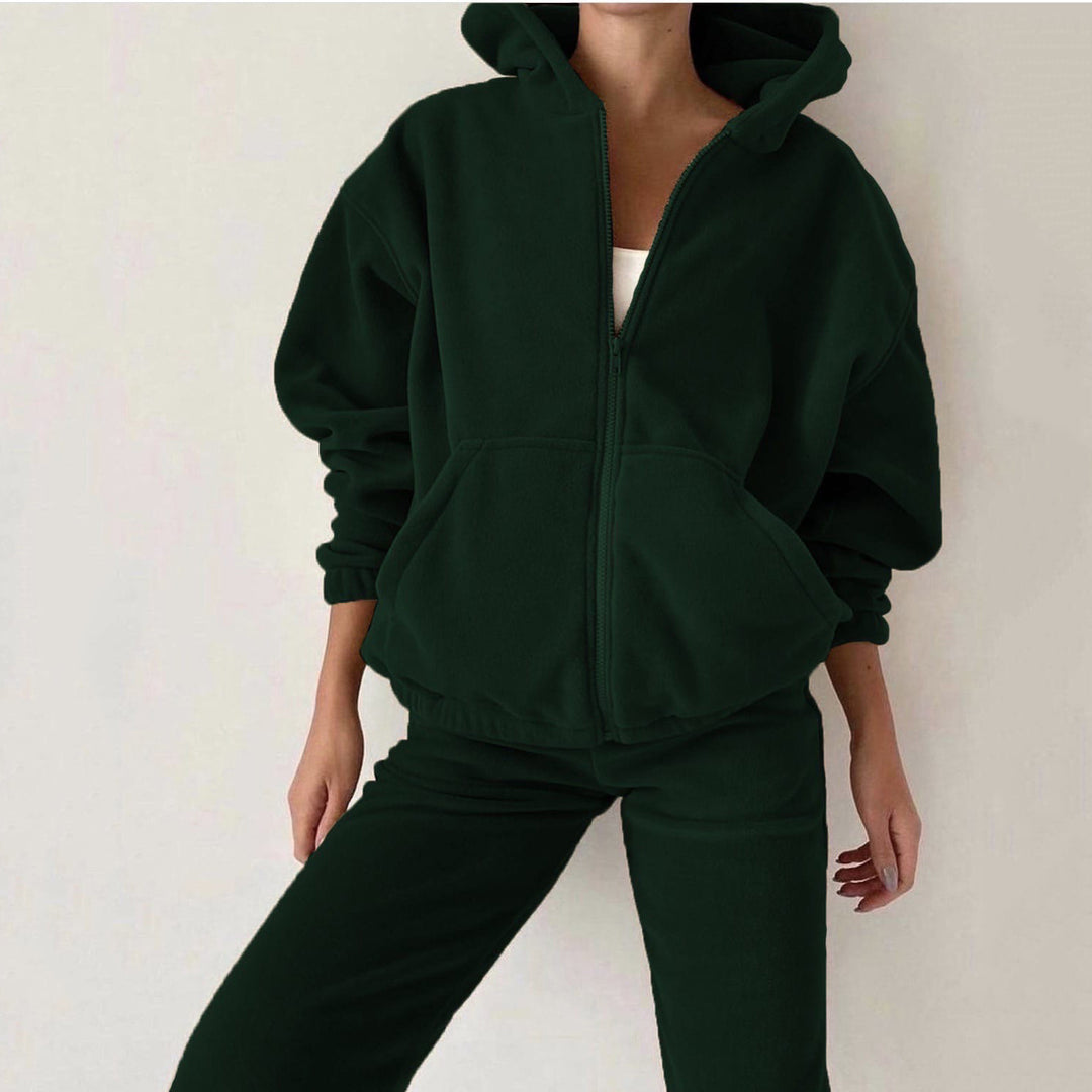 Damen oversized Hoodie mit Kängurutasche und Cargo-Jogginghose Set Shop Nory