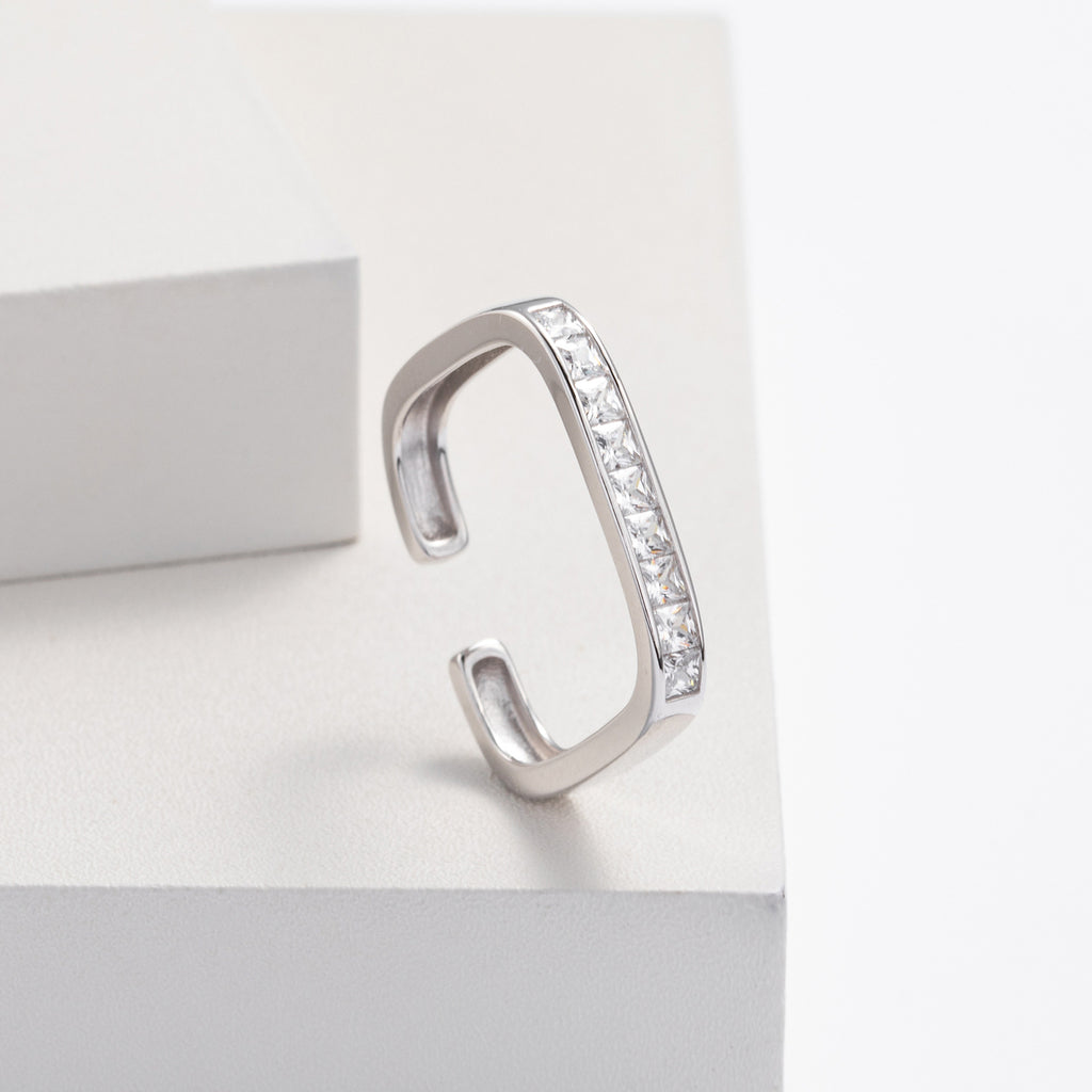 Damen Offener Ring mit luxuriösem Zirkonbesatz aus 925 Sterlingsilber Shop Nory
