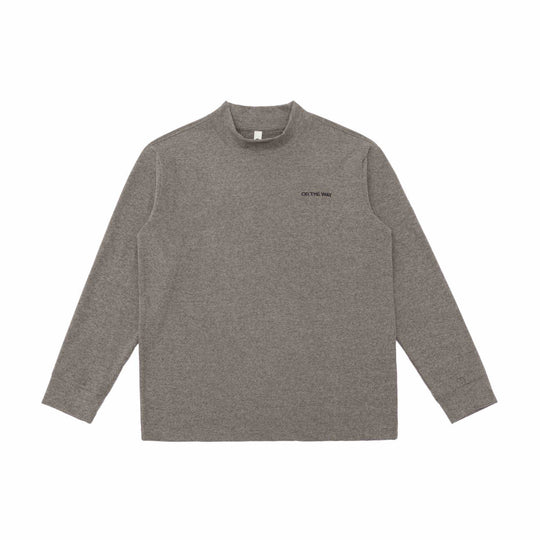 Unisex Feinstrukturierter Mockneck-Pullover aus Baumwollmix mit dezenter Bruststickerei Shop Nory