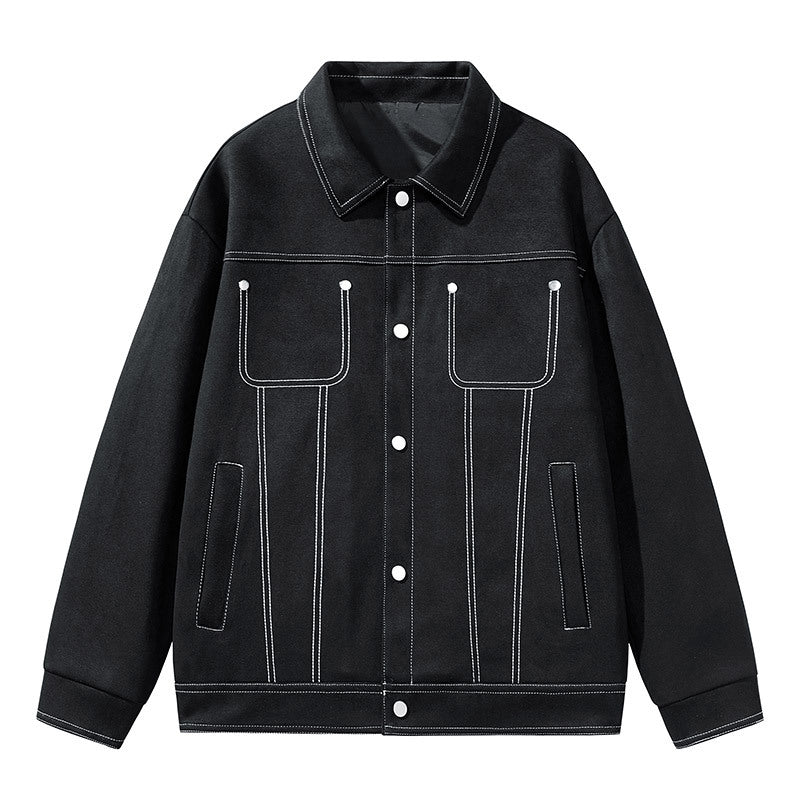 Herren Modische Wildlederjacke mit praktischen Taschen Shop Nory