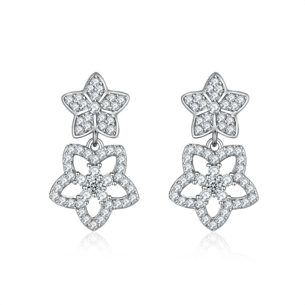 Damen Ohrhänger mit floralem Design und funkelnden Zirkonia Shop Nory