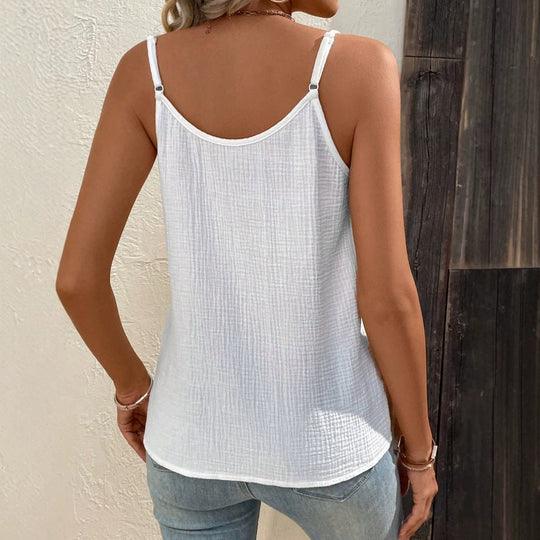Damen lässiges Spaghetti-Träger Top mit knöpfen im minimalistischen Design