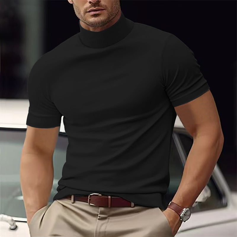 Herren Kurzarm Turtleneck T-Shirt