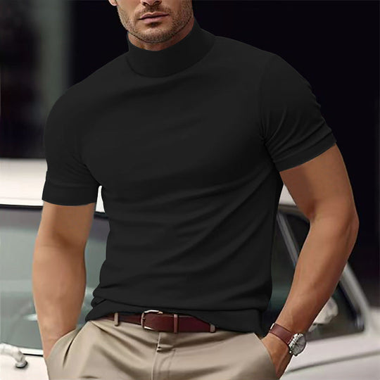 Herren Kurzarm Turtleneck T-Shirt