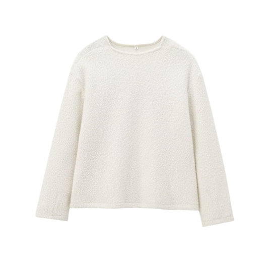 Damen Kuscheliger Bouclé-Pullover mit Rundhals und geradem Saum Shop Nory