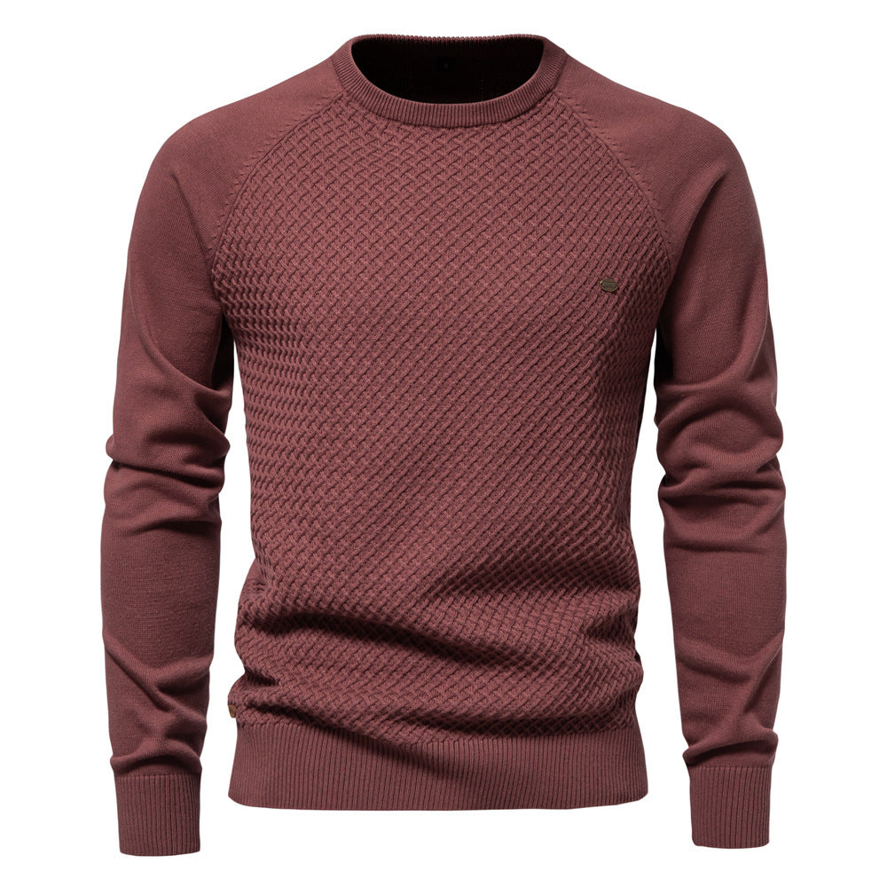 Herren Strickpullover mit modernem Strukturmuster und Rundhalsausschnitt