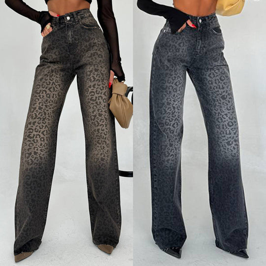 Damen hochtaillierte Leo Jeans
