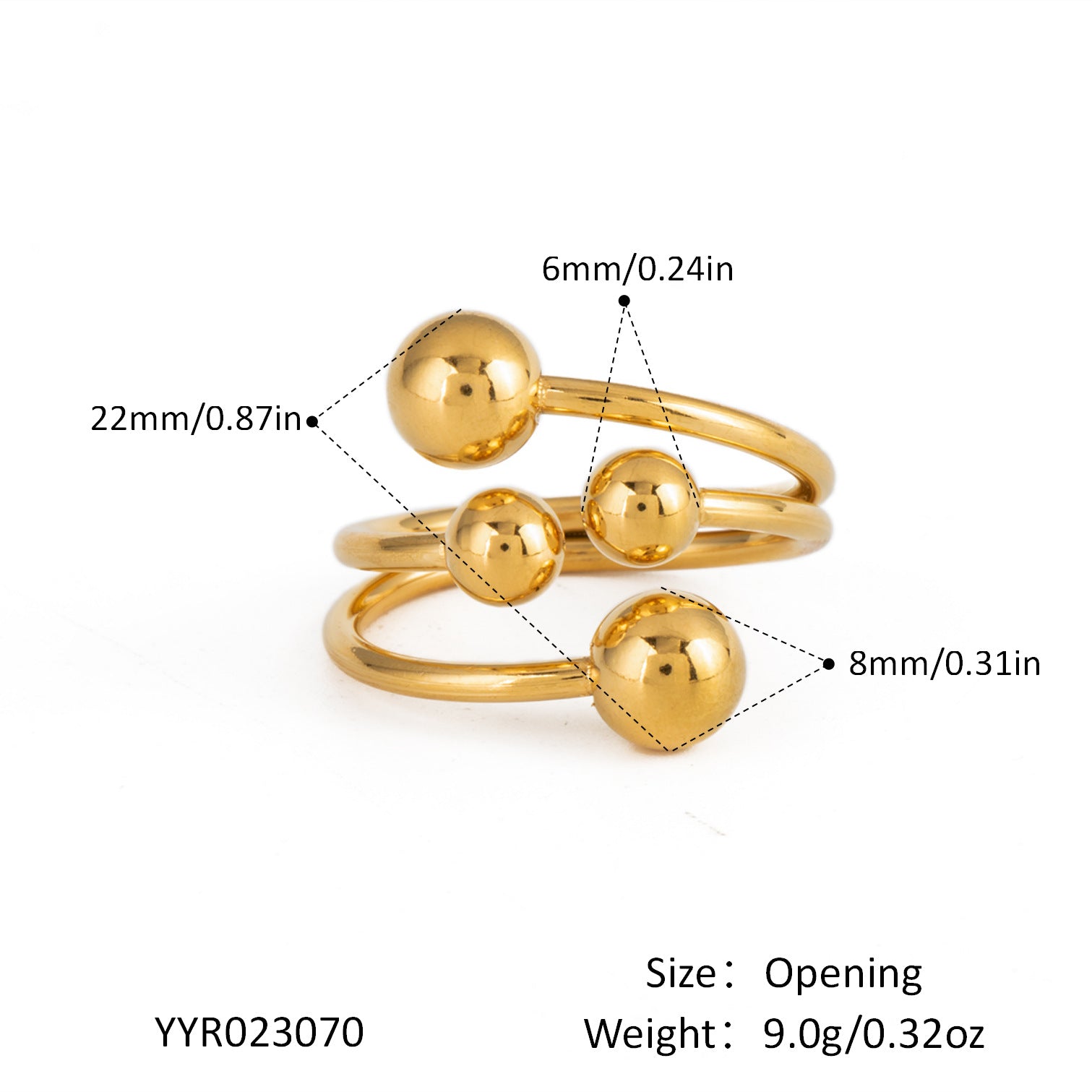 Damen Eleganter Ring mit Doppel-Kugel Shop Nory