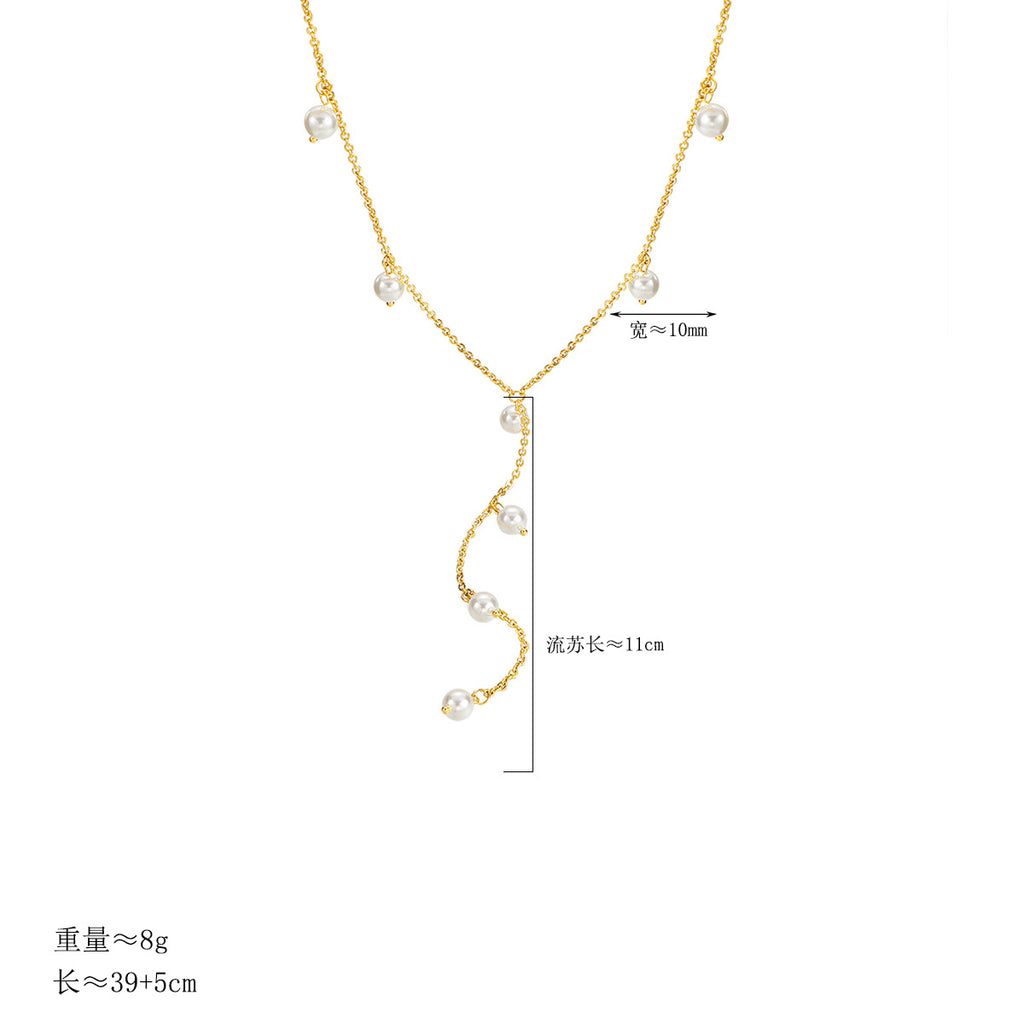 Damen elegante Halskette mit Perlen Shop Nory