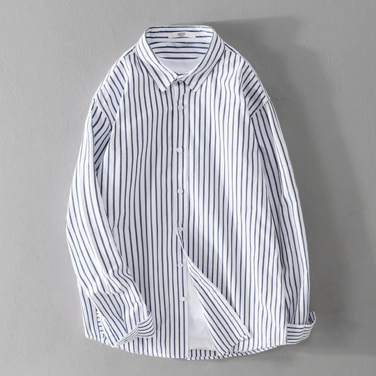 Herren Gestreiftes Oversize-Hemd aus leichter Baumwollmischung mit Kentkragen Shop Nory