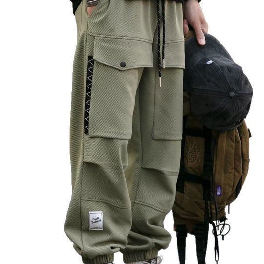 Herren weite Cargo-Jogginghose mit Kordelzug Klapptaschen und elastischen Bündchen Shop Nory