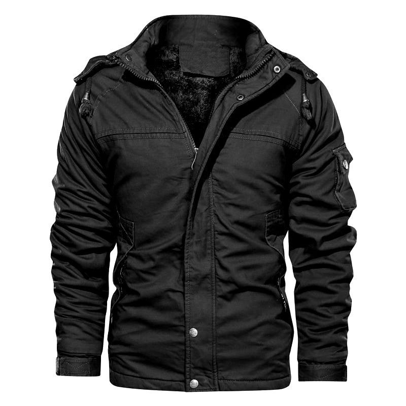 Herren thermoisolierte Canvas‑Fieldjacke mit Kapuze, Teddyfutter und Multifunktions‑Taschen Shop Nory