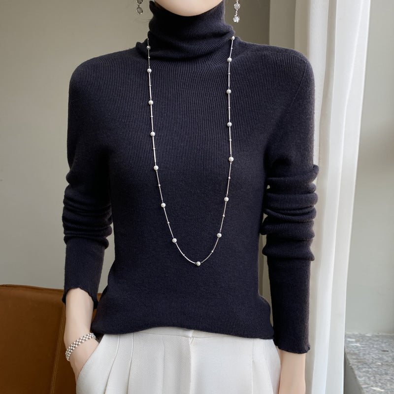 Damen Schmaler Rollkragen-Feinstrickpullover mit elastischer Rippenstruktur und minimalistischer Silhouette Shop Nory