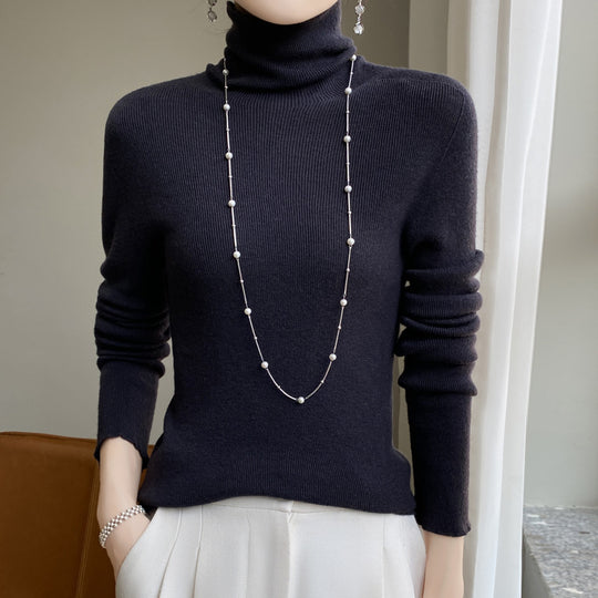 Damen Schmaler Rollkragen-Feinstrickpullover mit elastischer Rippenstruktur und minimalistischer Silhouette Shop Nory