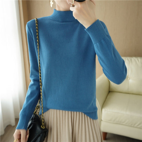 Damen Leichter Kurzgeschnittener Stehkragenpullover aus Feinstrick mit verlängerten Rippbündchen Shop Nory