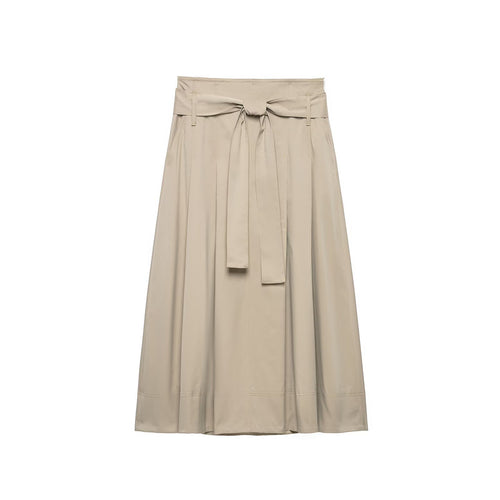 Damen Taillierter Midirock mit Bindegürtel und Teilungsnähten Shop Nory