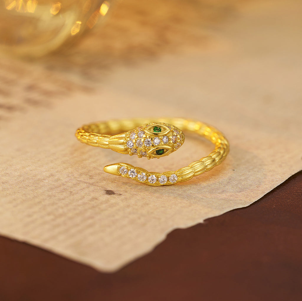 Damen Ring mit kunstvollem Schlangen-Design und funkelnden Zirkonia Shop Nory