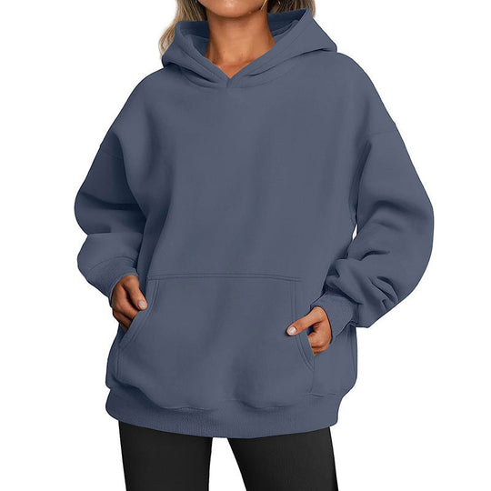 Damen Übergrößen Kapuzenpullover mit praktischen Taschen undlässigem Schnitt