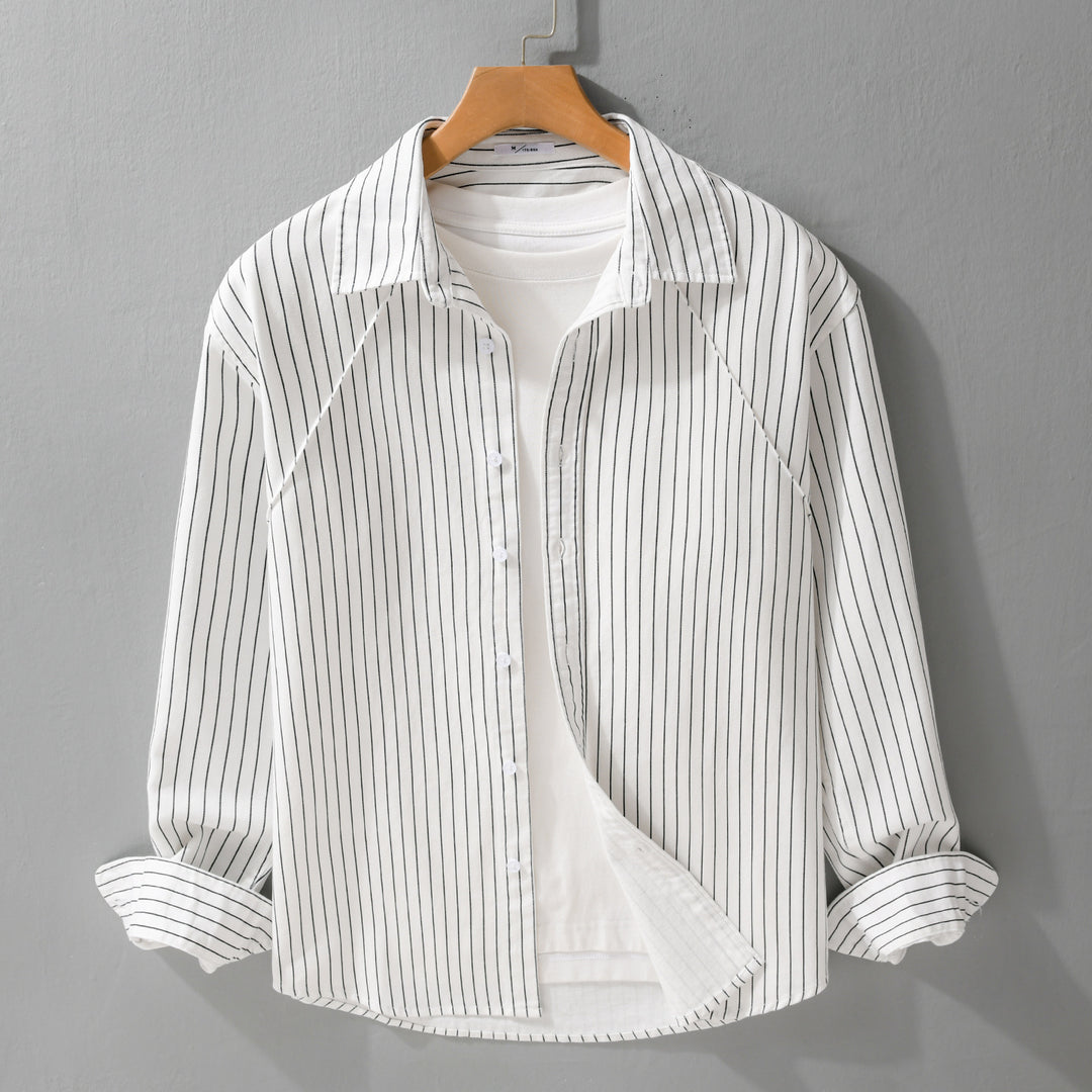 Herren Leichtes Streifen‑Overshirt mit Kentkragen und Raglanärmeln Shop Nory