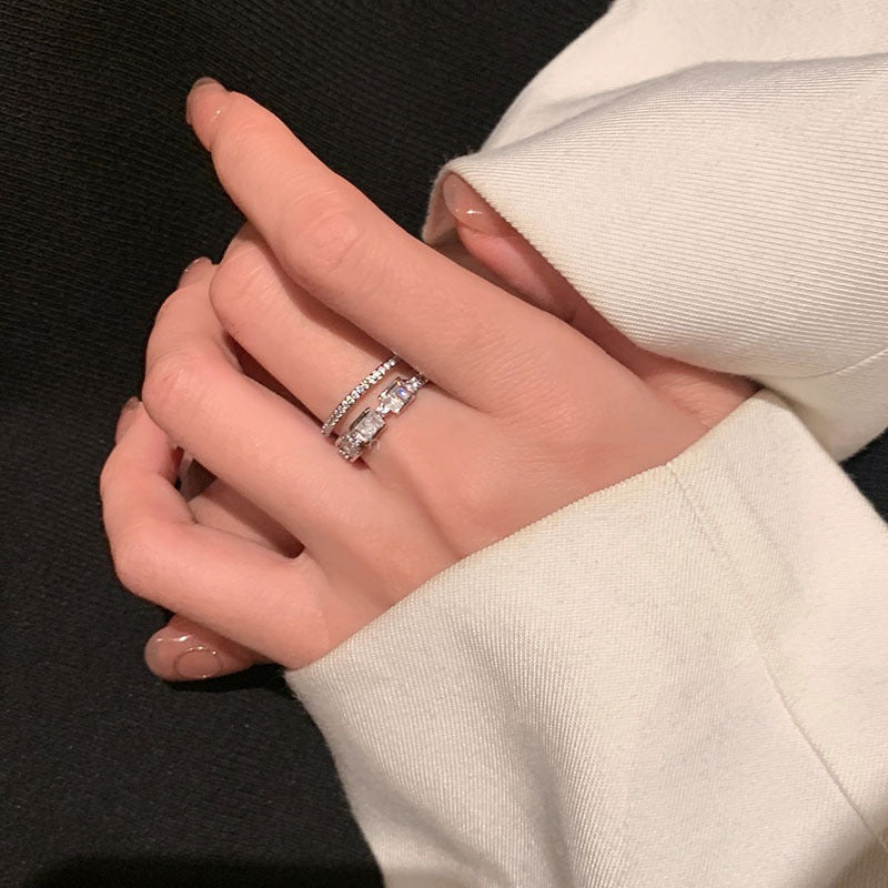 Damen Offener Ring mit funkelnden Zirkonia und elegantem Design Shop Nory