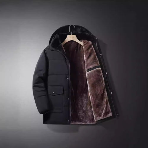 Herren Kurzparka mit gesteppter Thermofütterung, Kapuzenansatz und Multifunktionsklappentaschen Shop Nory