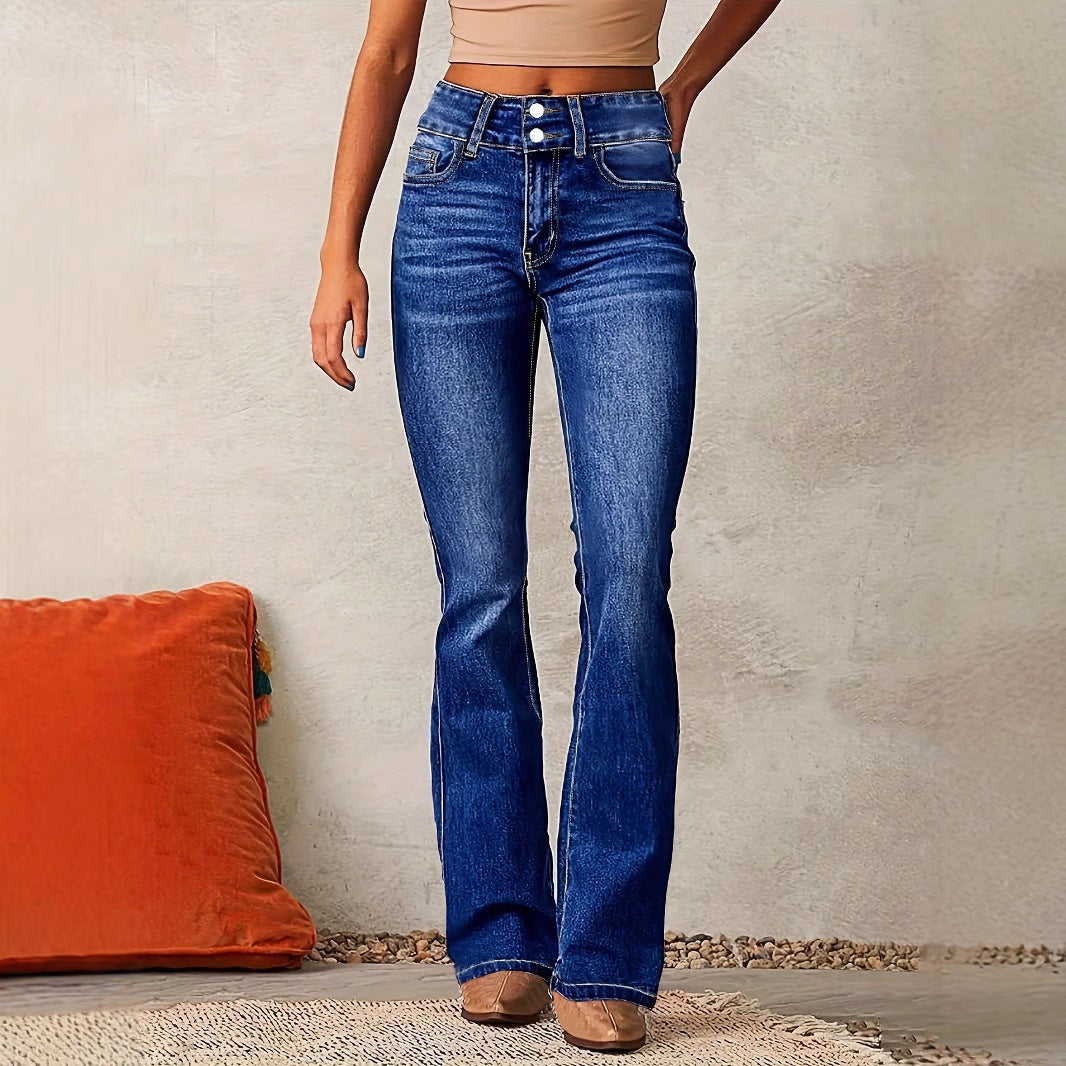 Damen Bootcut Jeans mit hohem Bund und modernem Waschung