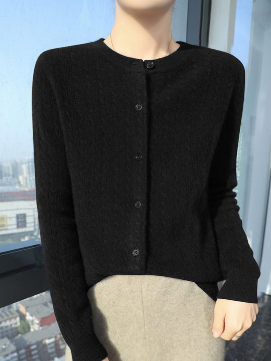 Damen Kurzgeschnitteter Feinstrick-Cardigan mit dezenter Struktur und Rundhalsausschnitt Shop Nory
