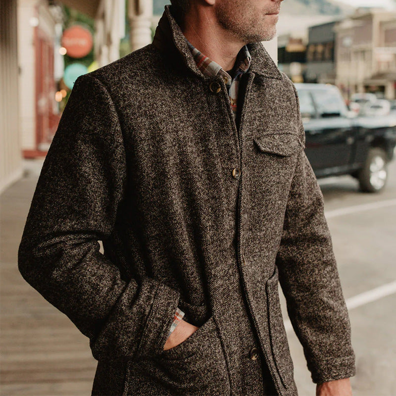 Herren Woll-Tweed Feldjacke mit Stehkragen und aufgesetzten Taschen Shop Nory