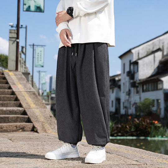 Herren Weite Cord-Loungehose mit Tunnelzug, gerippter Cordstruktur und elastischen Bündchen Shop Nory