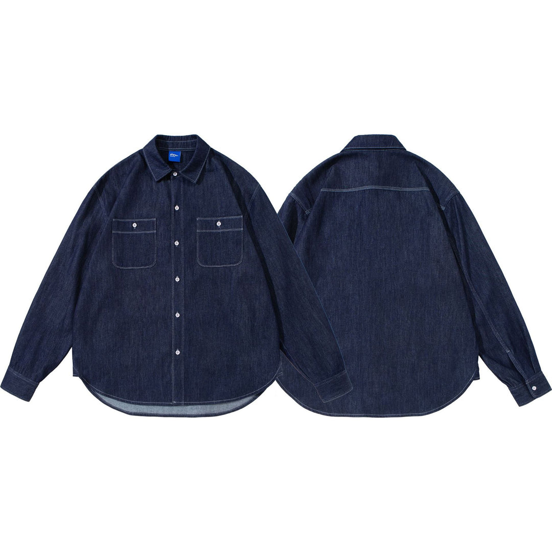 Unisex Oversize-Denim-Hemdjacke mit aufgesetzten Brusttaschen Shop Nory