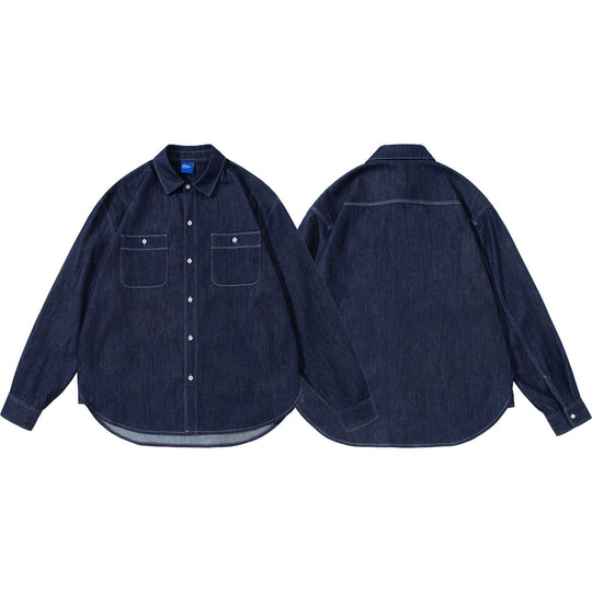 Unisex Oversize-Denim-Hemdjacke mit aufgesetzten Brusttaschen Shop Nory