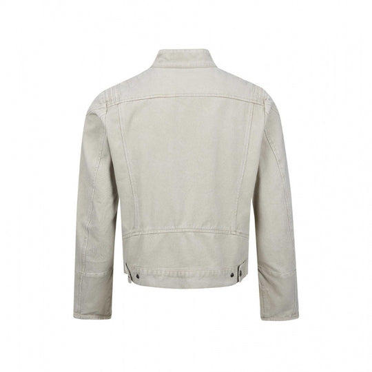 Herren Asymmetrische Kurzjacke im Biker-Stil mit Stehkragen und schrägem Metallreißverschluss Shop Nory