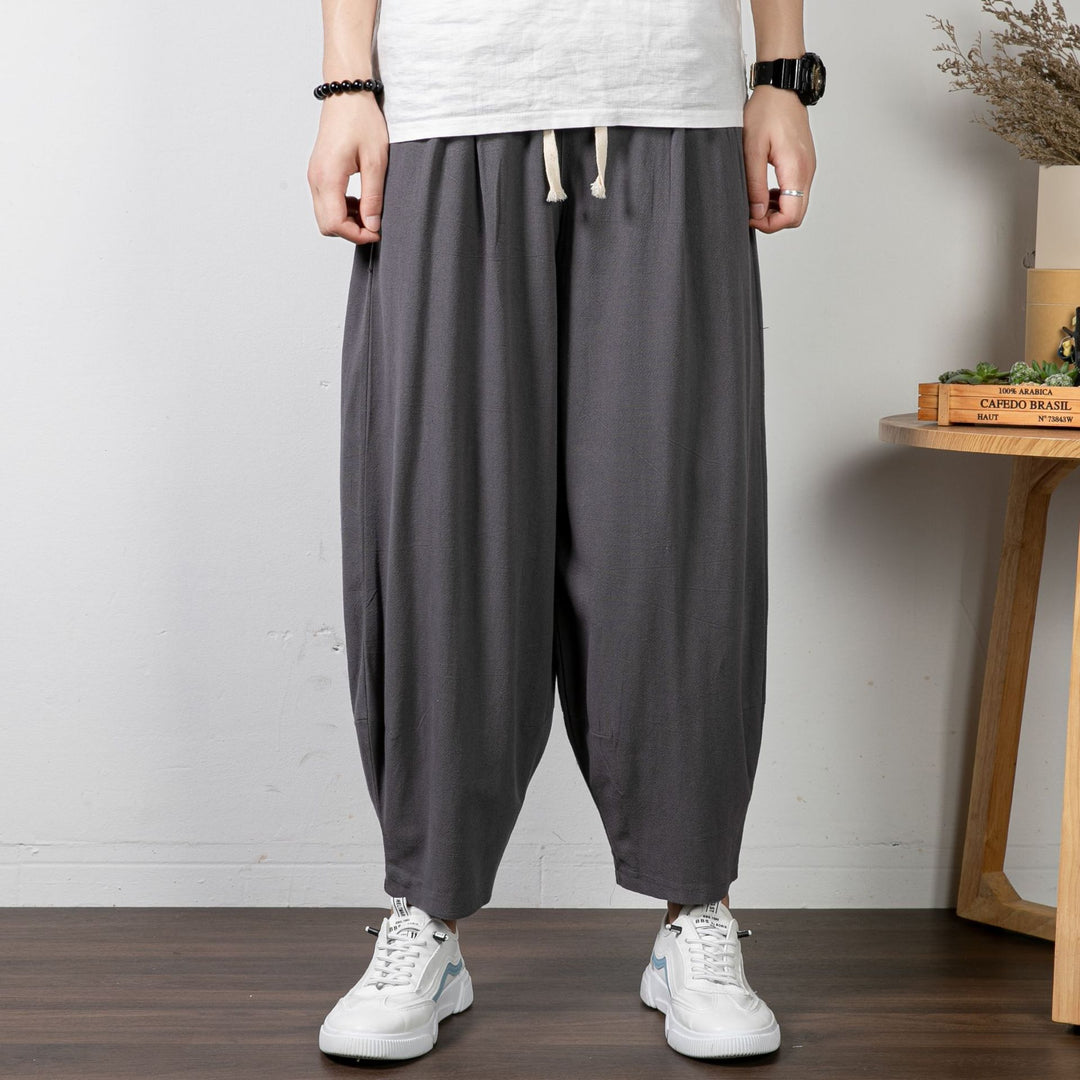 Herren Lässige Palazzo-Hose mit Kordelzug und konischem Knöchelabschluss Shop Nory