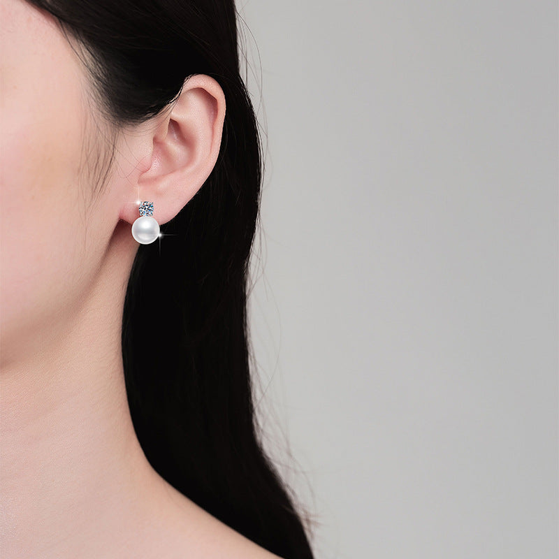 Damen-Ohrstecker mit strahlenden Zirkonias und eleganten Perlen Shop Nory