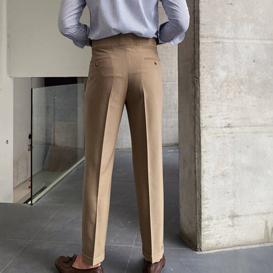 Herren Elegante Hochwasserhose mit Bundfalten