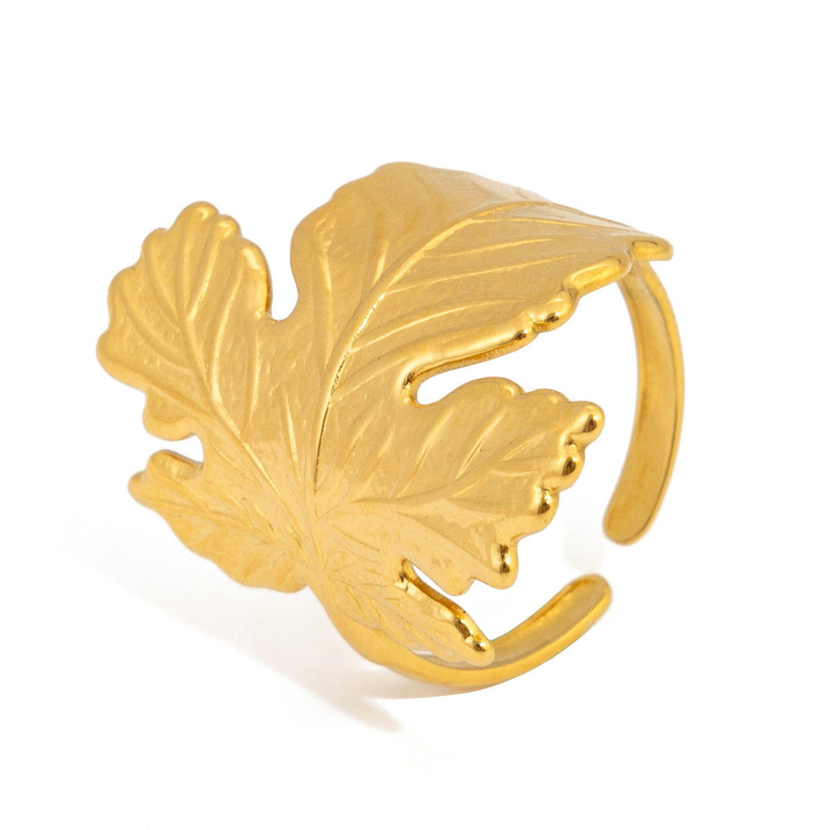 Damen Eleganter und modischer Ring aus rostfreiem Stahl mit Blattdesign Shop Nory