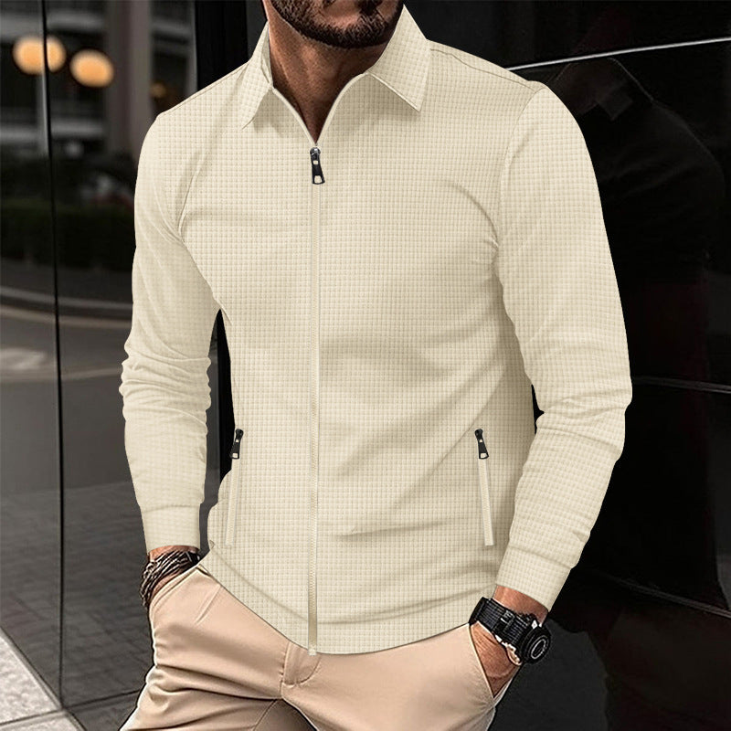 Herren nan strukturiertes Slim-Fit Zip-Überhemd mit Hemdkragen Shop Nory