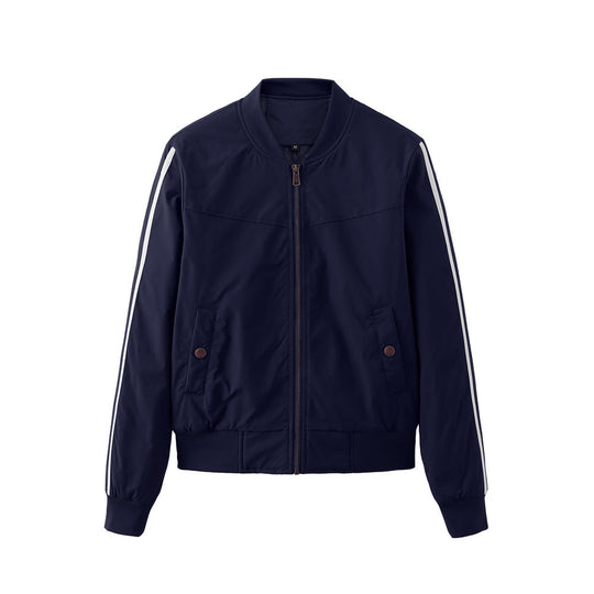 Damen sportliche Bomberjacke mit modischen Seiteneinsätzen und elastischen Bündchen Shopnory