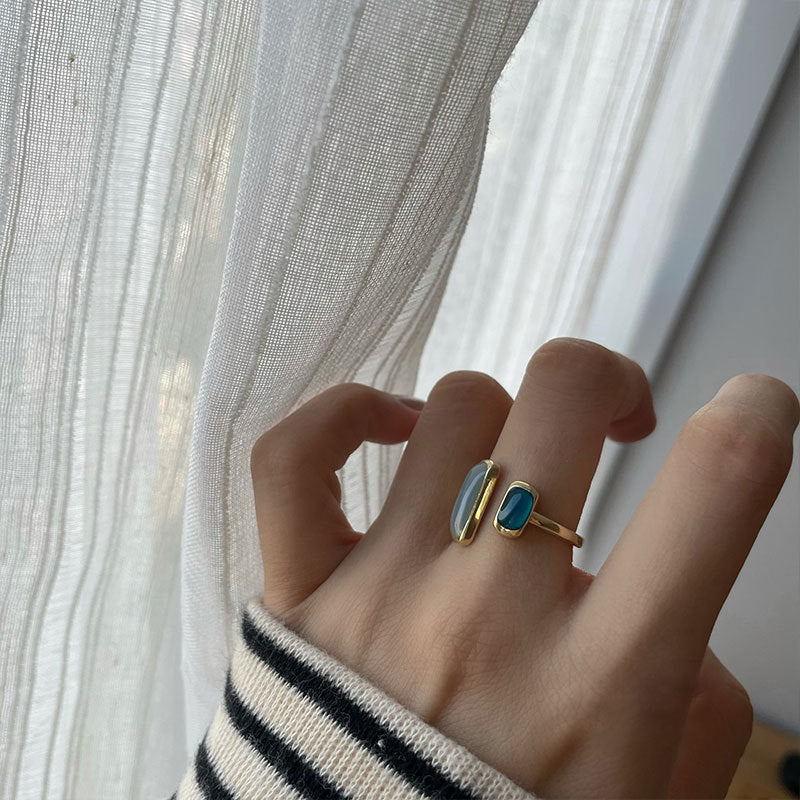 Damen Offener Ring mit zwei eleganten Steinakzenten Shop Nory